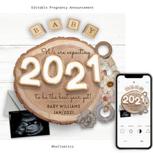 Load image into Gallery viewer, New year... New baby, Editable pregnancy announcement, Template DIY baby announce or Gender reveal for social media.
