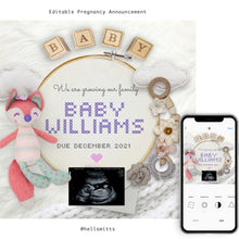 Load image into Gallery viewer, It&#39;s a Boy or Girl, Editable pregnancy announcement, Template DIY baby announce or Gender reveal for social media.
