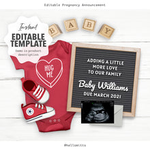 Load image into Gallery viewer, Valentine baby, Editable pregnancy announcement, Template DIY February Baby announce or Gender reveal for social media.
