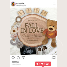 Load image into Gallery viewer, Fall baby, Editable pregnancy announcement, Template DIY baby announce or Gender reveal for social media.

