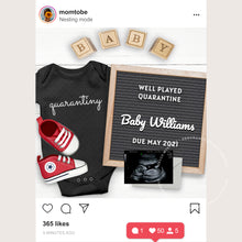 Load image into Gallery viewer, Quarantine baby, Editable pregnancy announcement, Template DIY Social Distancing Baby announce or Gender reveal for social media.
