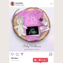 Load image into Gallery viewer, It&#39;s a Girl, Gender Reveal Editable pregnancy announcement, Template DIY baby announce for social media.
