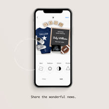 Load image into Gallery viewer, Football Fan, Sports Editable pregnancy announcement, Template DIY baby announce for social media.

