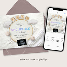 Load image into Gallery viewer, Winter baby, Editable pregnancy announcement, Template DIY December Christmas Baby announce or Gender reveal for social media.
